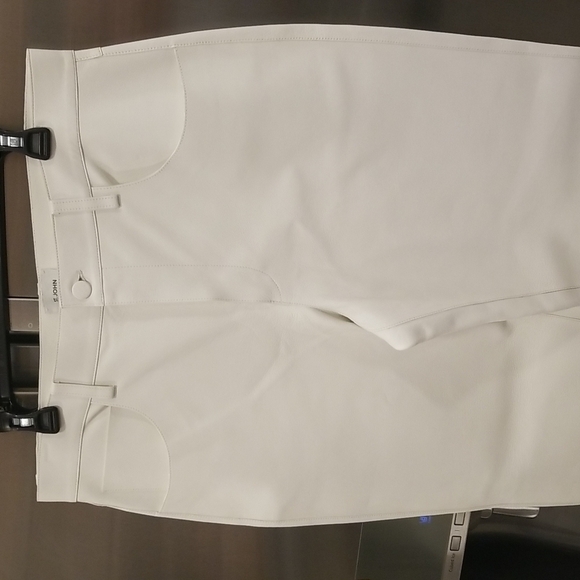 💕ST. JOHN💕 100% Leather Pants High Rise ~ Ecru White 12 NWOT - Picture 3 of 10